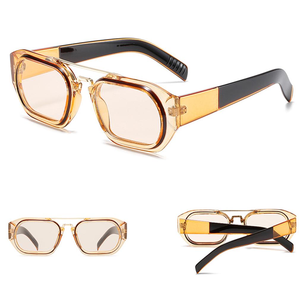 Trendy Retro Style Square Sun Glasses Party Props UV400 Glasses Black Tawny