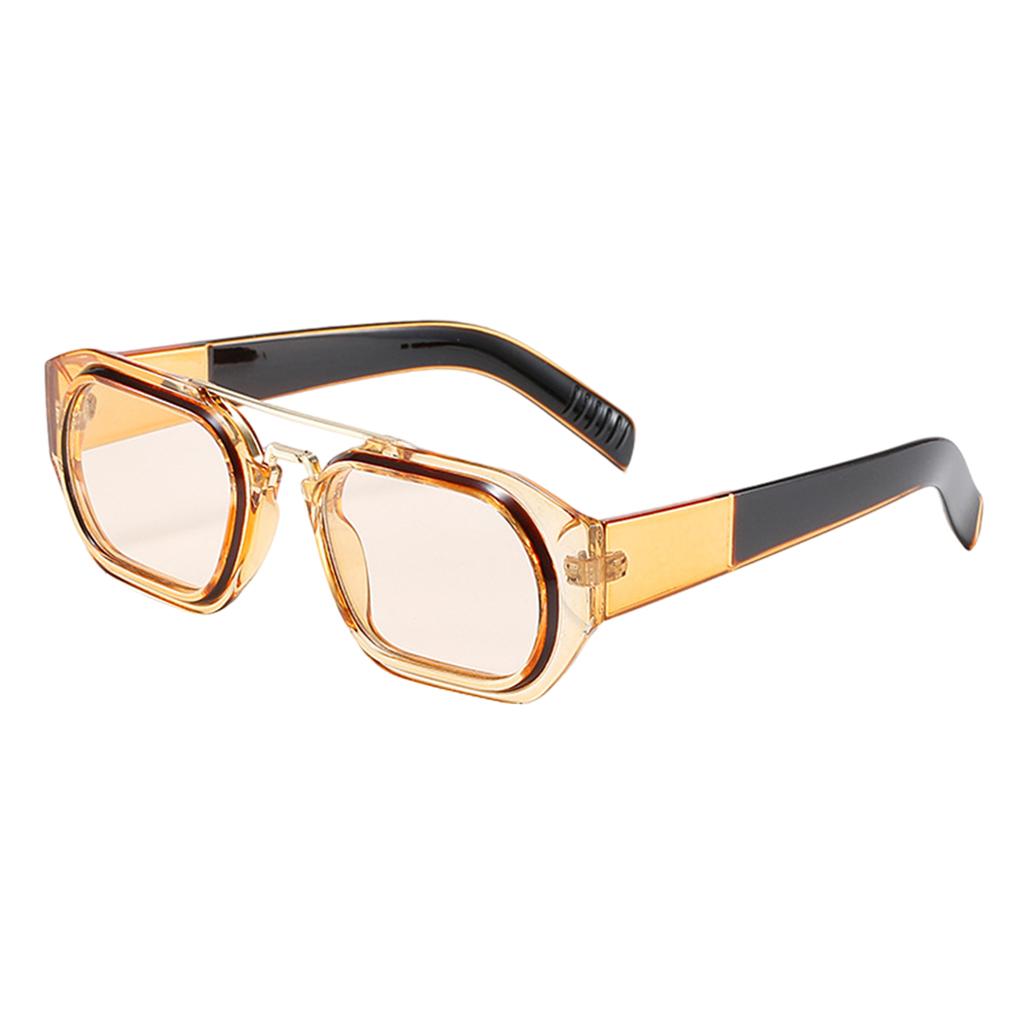 Trendy Retro Style Square Sun Glasses Party Props UV400 Glasses Black Tawny