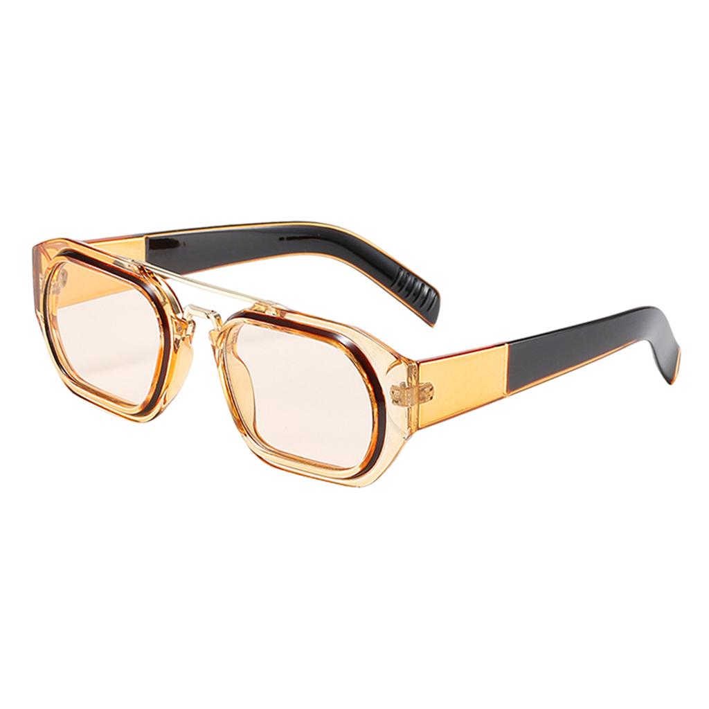 Trendy Retro Style Square Sun Glasses Party Props UV400 Glasses Black Tawny