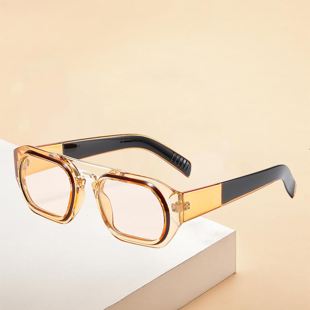 Trendy Retro Style Square Sun Glasses Party Props UV400 Glasses Black Tawny