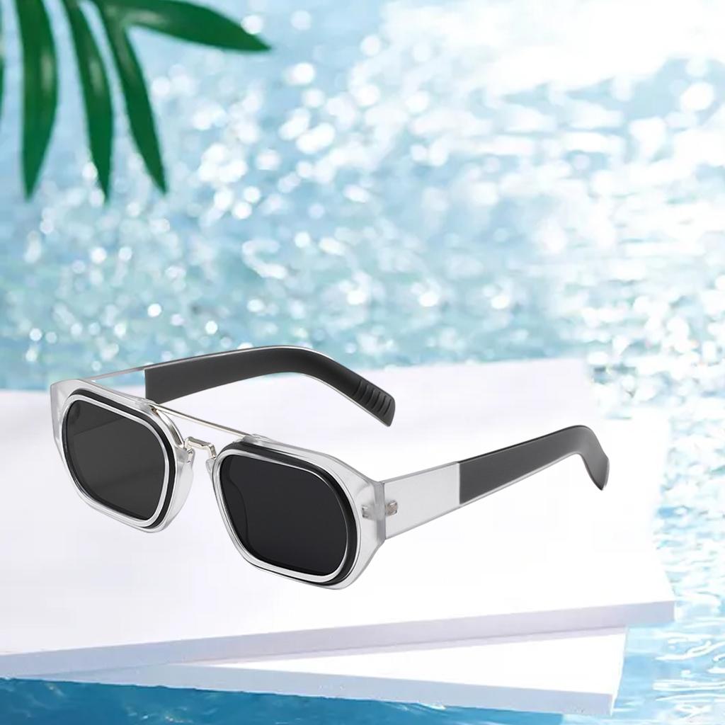 Trendy Retro Style Square Sun Glasses Party Props UV400 Glasses Black Gray