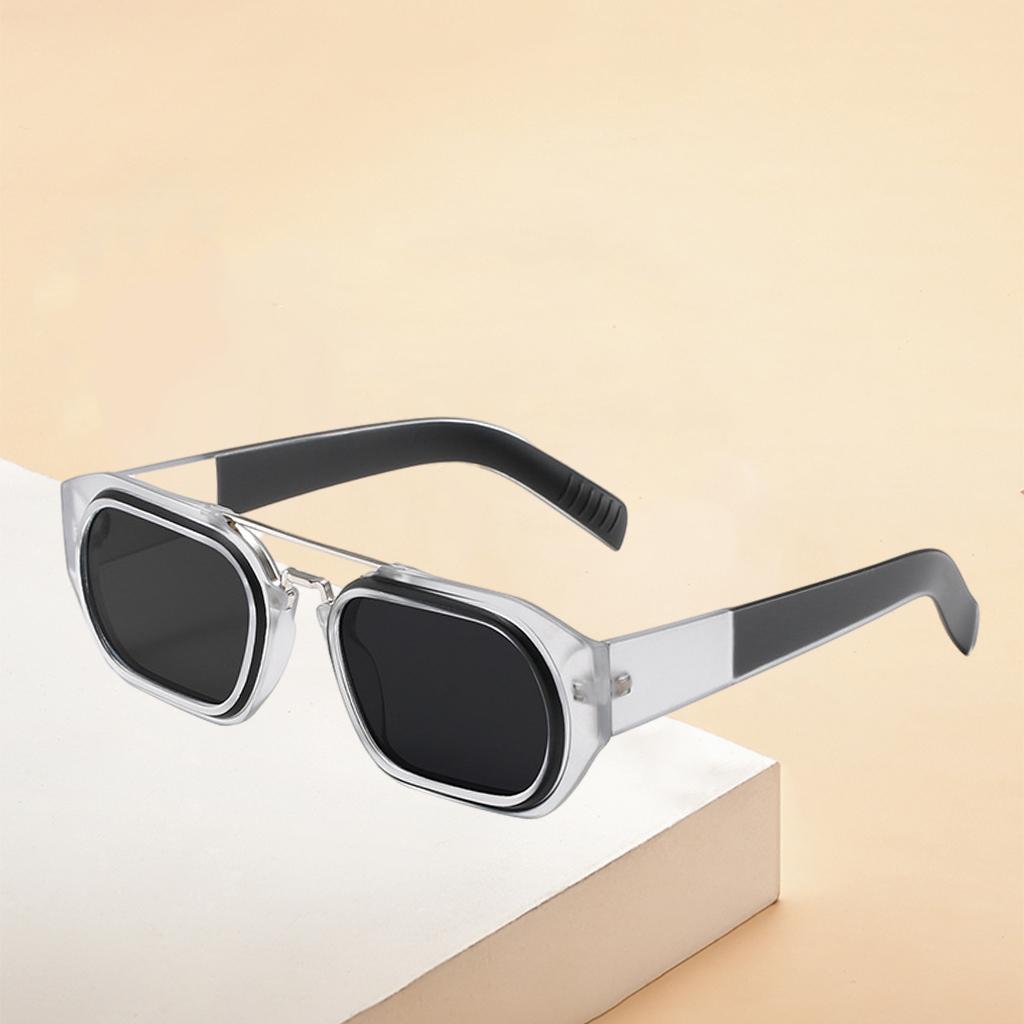 Trendy Retro Style Square Sun Glasses Party Props UV400 Glasses Black Gray