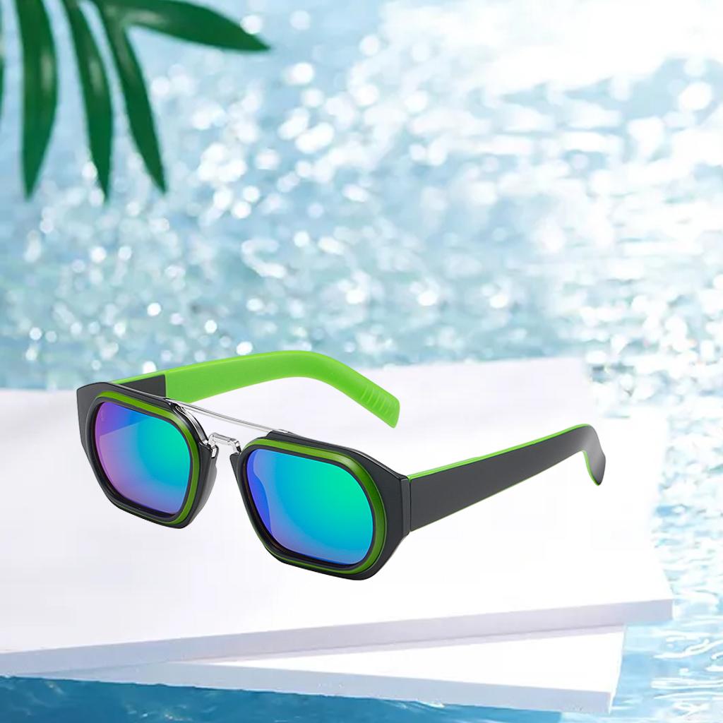Trendy Retro Style Square Sun Glasses Party Props UV400 Glasses Black Green
