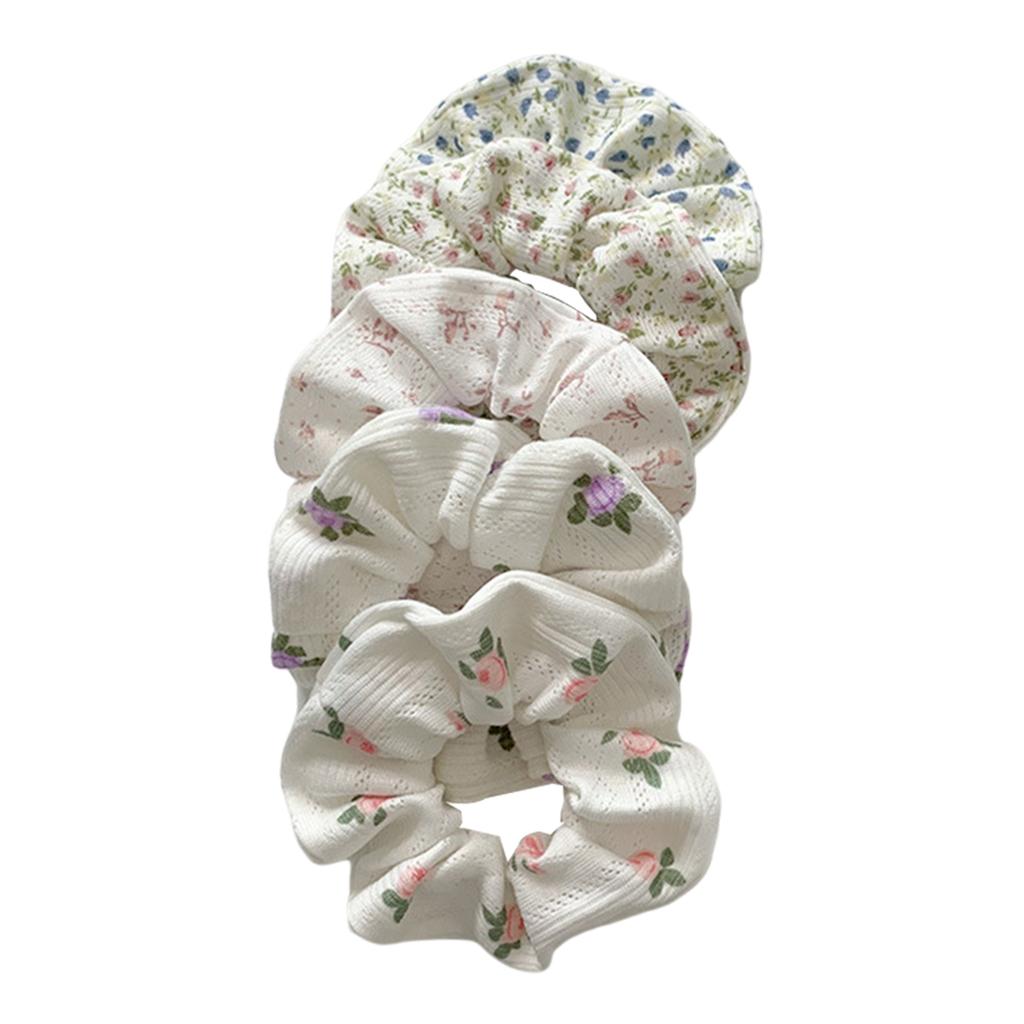 Hair Scrunchie Elastic Ponytail Ties Fashion Pony Tail Holder Band Bobbles 5PCS White