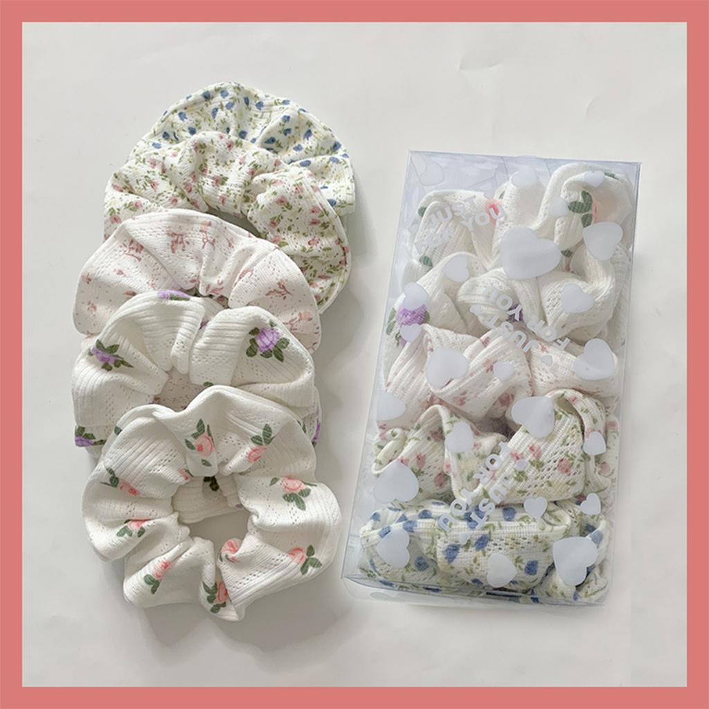 Hair Scrunchie Elastic Ponytail Ties Fashion Pony Tail Holder Band Bobbles 5PCS White