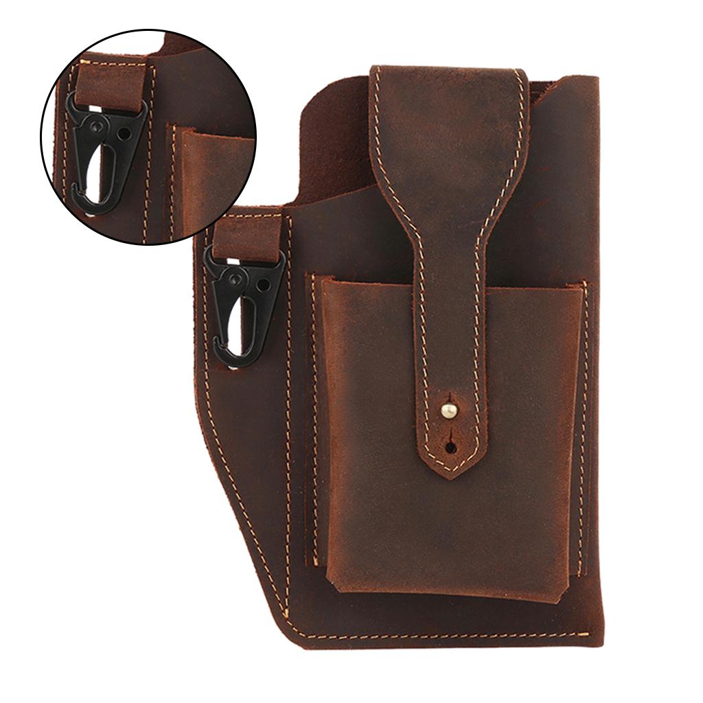 Men Leather Phone Holster Belt Bag Pocket Key Holder Waist Bag Purse Coffee