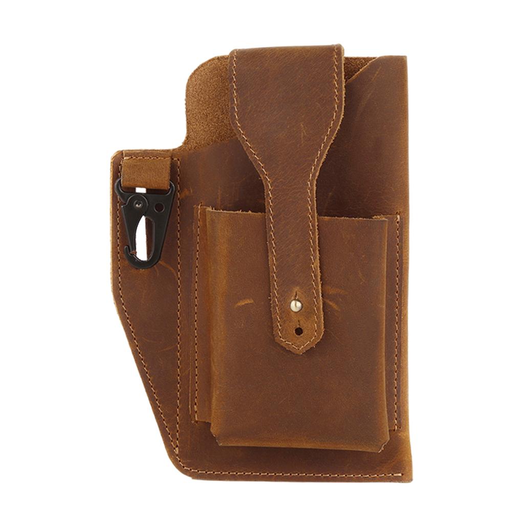 Men Leather Phone Holster Belt Bag Pocket Key Holder Waist Bag Purse Brown