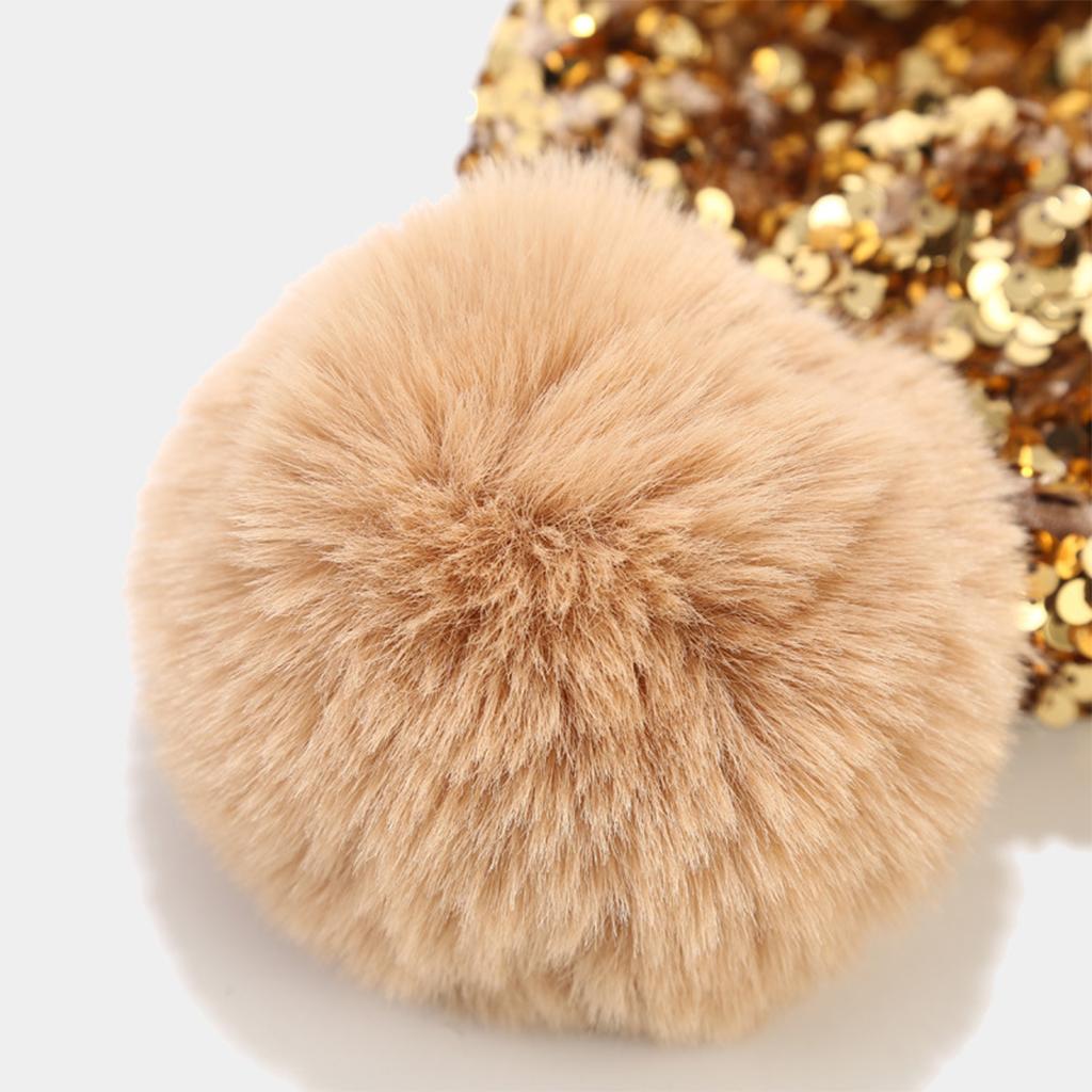 WOMENS LADIES KNIT WINTER POM POM SKI BEANIE HAT FLEECE LINING Gold