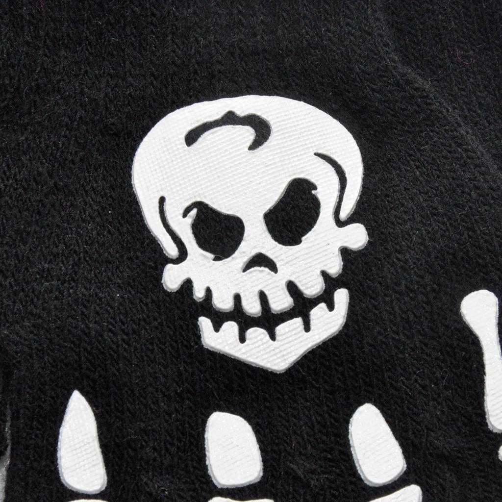 Halloween Skeleton Half Finger Gloves Winter for Cosplay Kids Skull paw