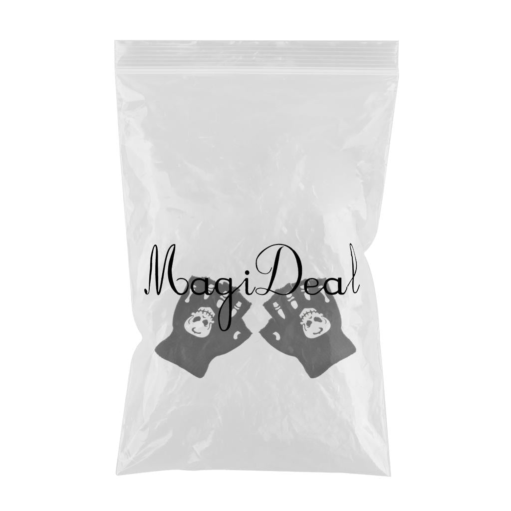 Halloween Skeleton Half Finger Gloves Winter for Cosplay Kids Skull paw