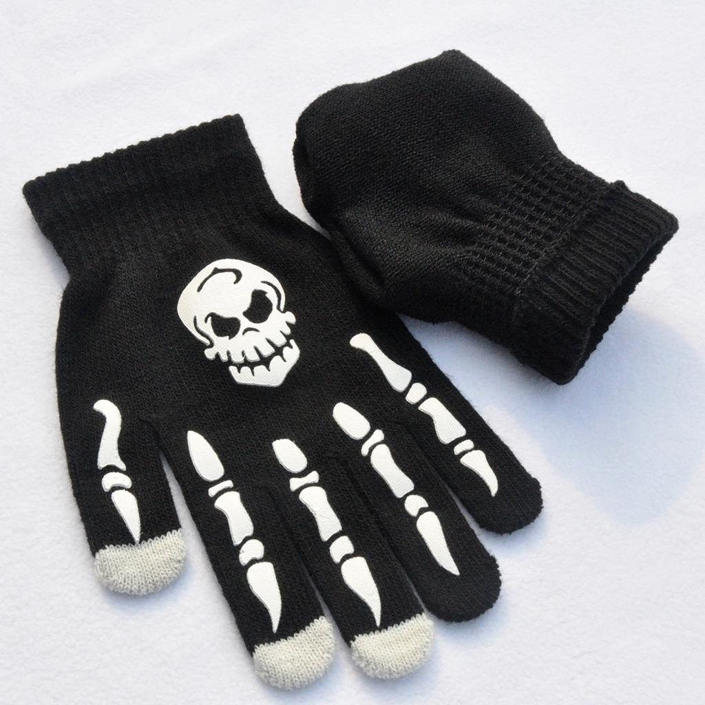 Halloween Skeleton Gloves Glow in The Dark Skull for Cosplay Skull