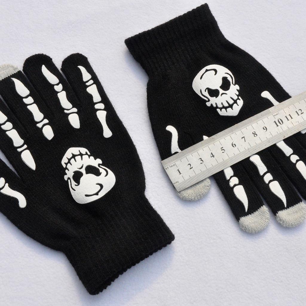 Halloween Skeleton Gloves Glow in The Dark Skull for Cosplay Skull