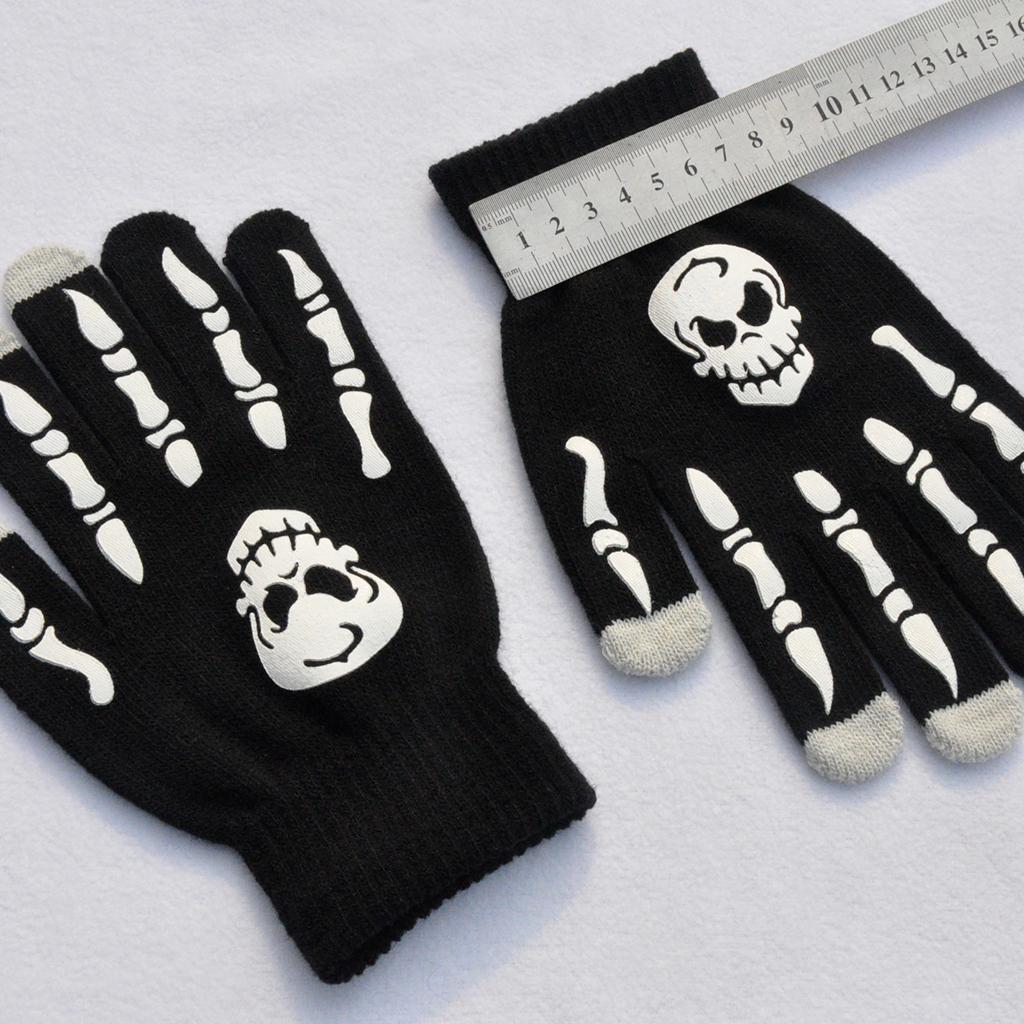 Halloween Skeleton Gloves Glow in The Dark Skull for Cosplay Skull