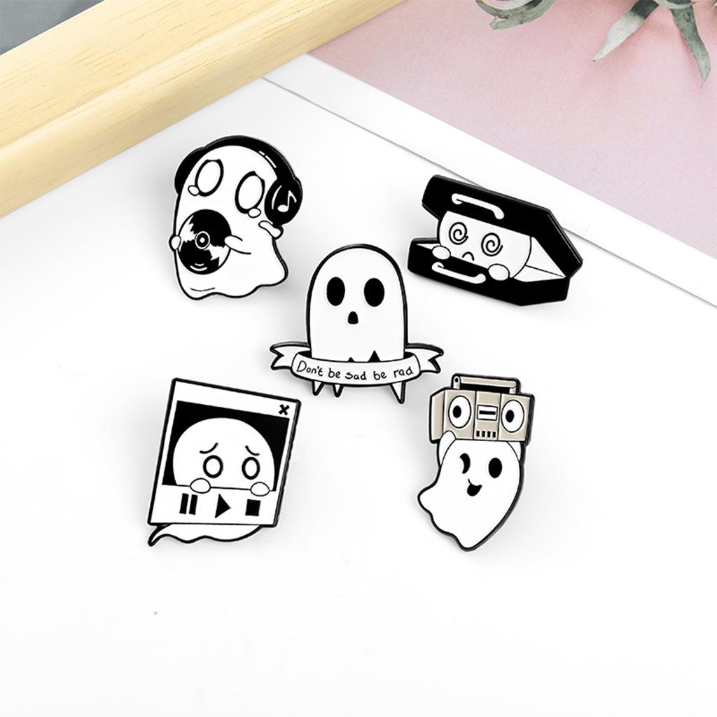 5x Halloween Ghost Brooch Pins Set for Purses Scarfs Prom Decorative Crafts