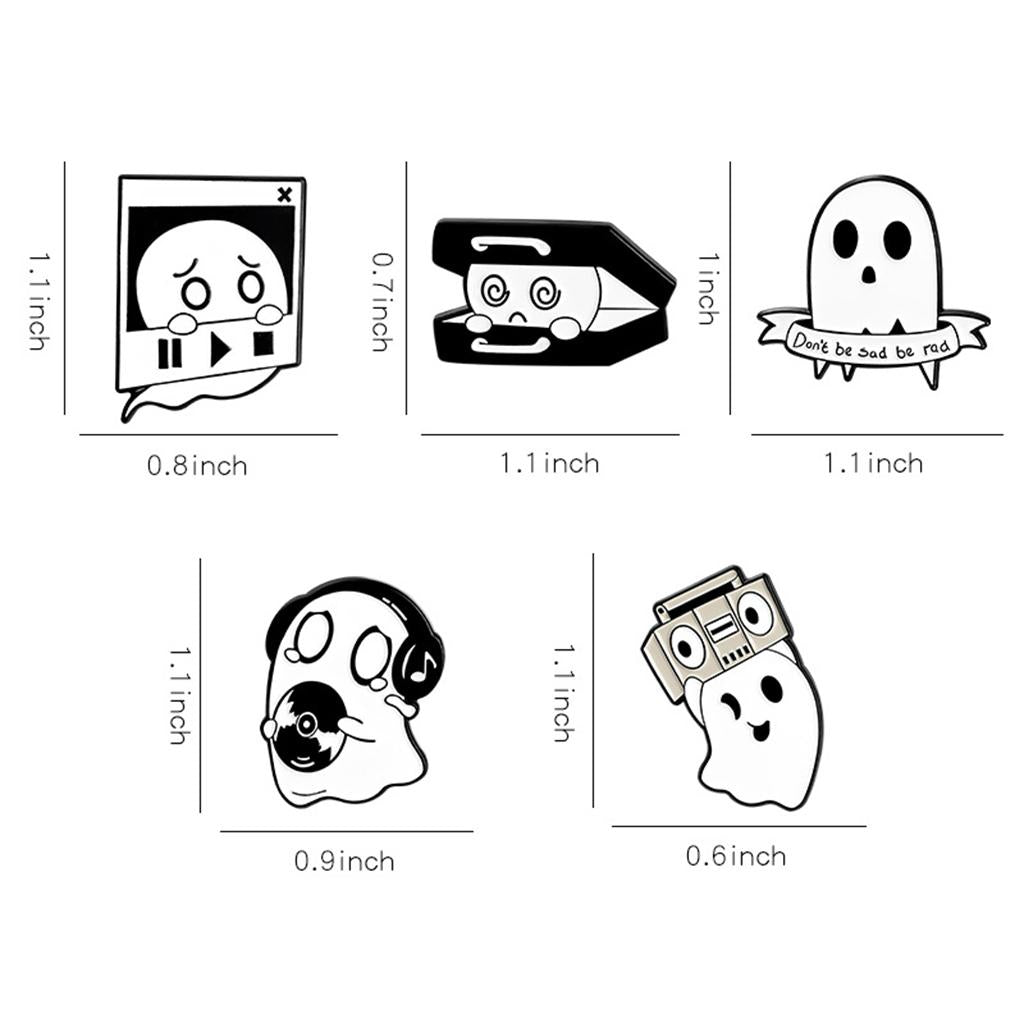 5x Halloween Ghost Brooch Pins Set for Purses Scarfs Prom Decorative Crafts