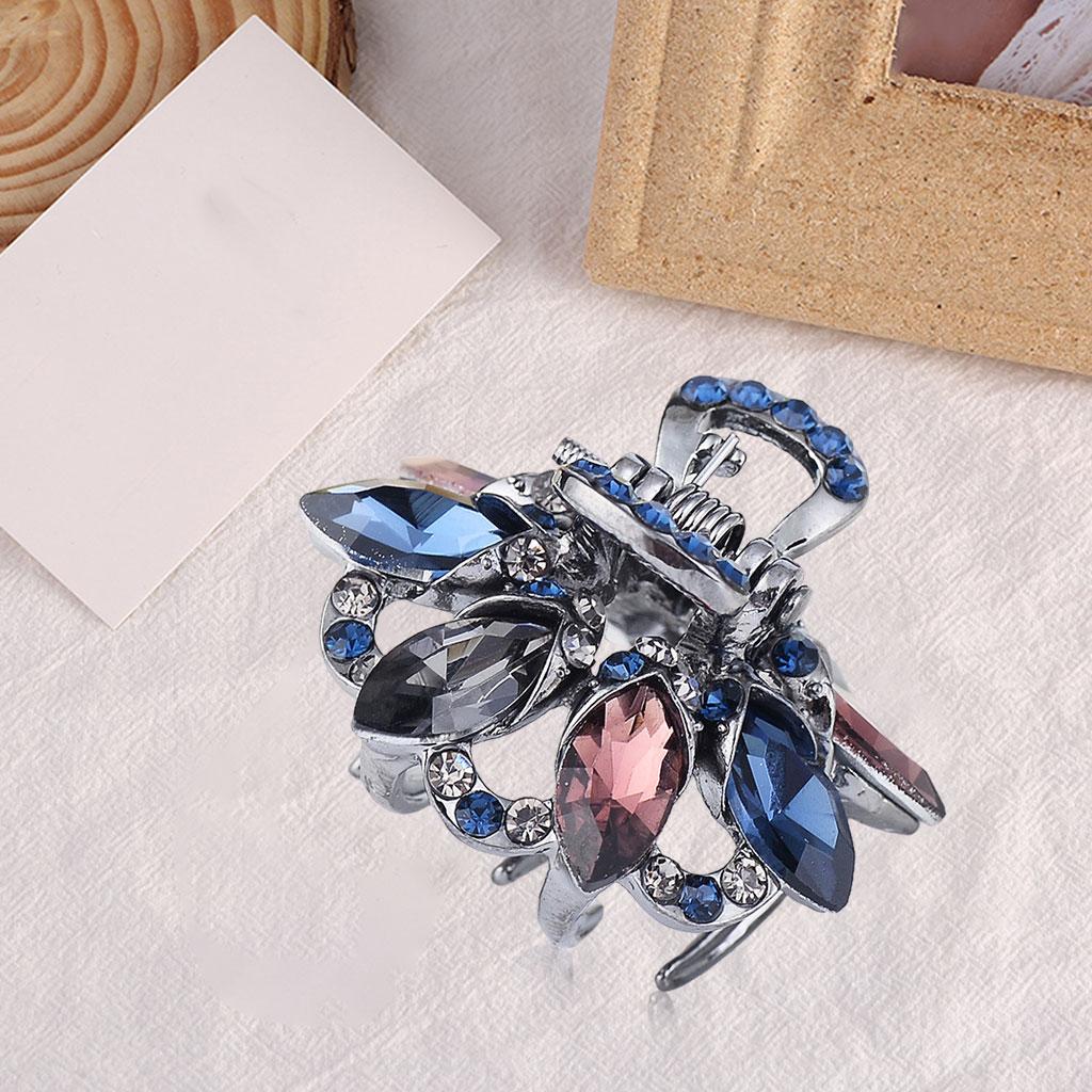 Hair Clip Claw Rhinestone Crystal Gripper for Thin Hair Ladies Mixed Color