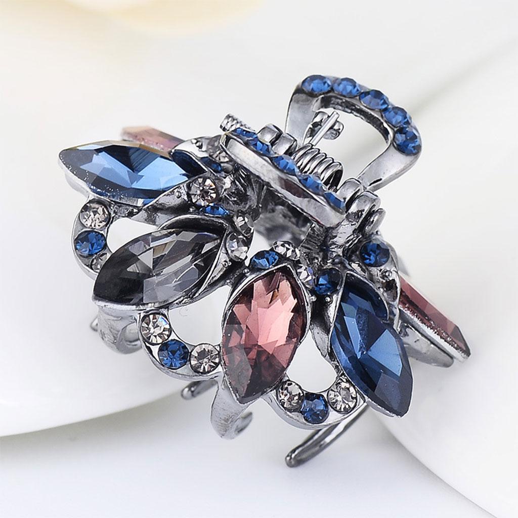 Hair Clip Claw Rhinestone Crystal Gripper for Thin Hair Ladies Mixed Color
