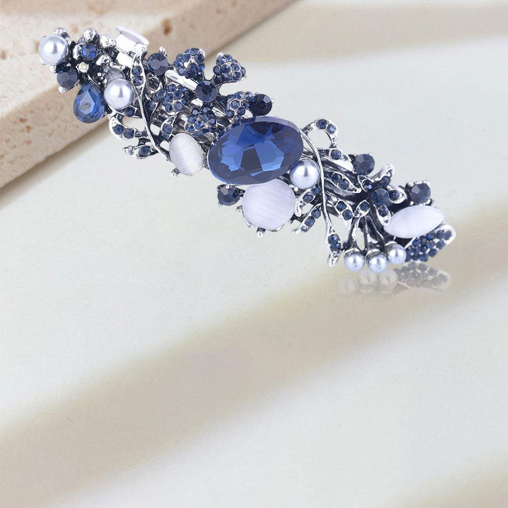 Hair Barrette Clamp Elegant Jewelry Clip for Wedding Women 651 Pearl Flower
