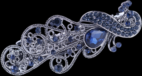 Hair Barrette Clamp Elegant Jewelry Clip for Wedding Women 658 Blue