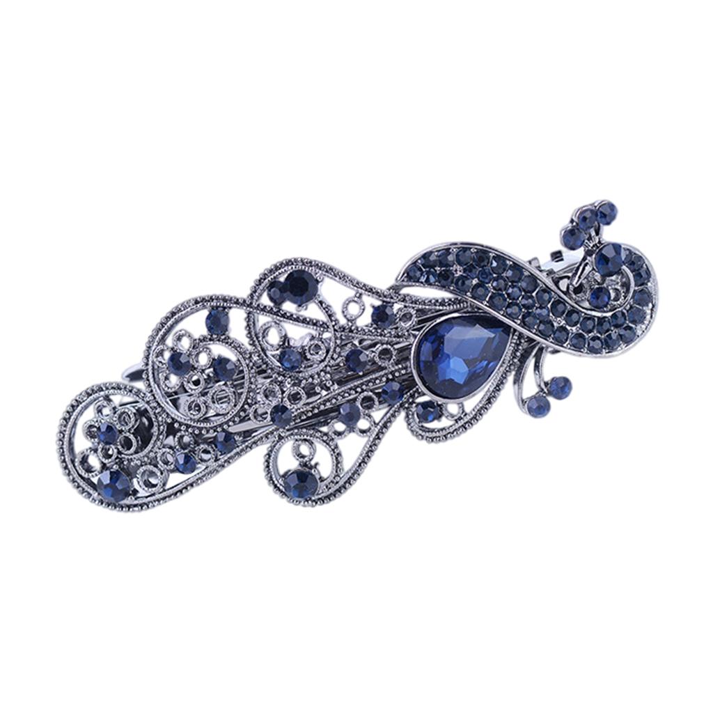 Hair Barrette Clamp Elegant Jewelry Clip for Wedding Women 658 Blue