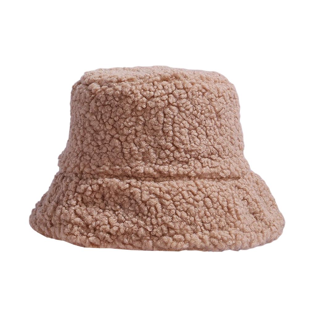 Winter Bucket Hat Warm Faux Fur Wool Elegant for Autumn Winter Hat Khaki