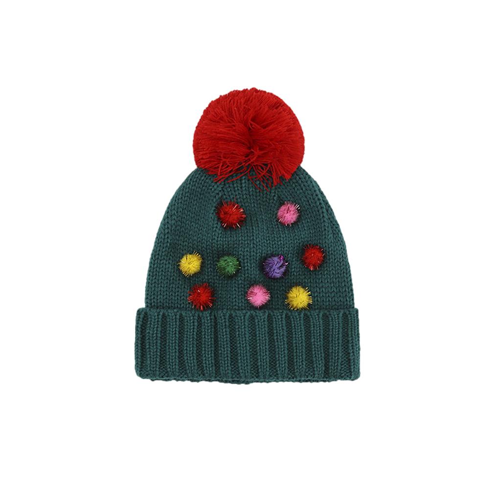 Winter Children Hat with Pom for Boys Girls Colored Ball Single Hat
