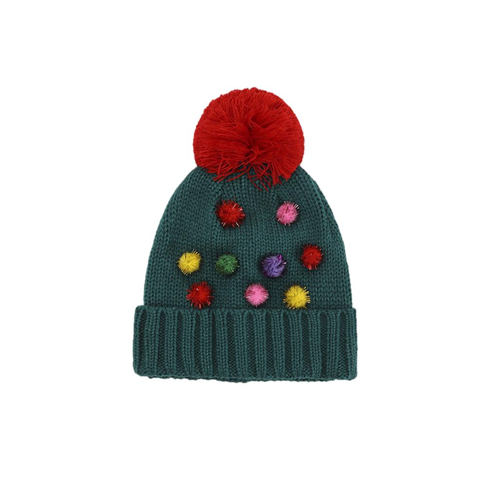 Winter Children Hat with Pom for Boys Girls Colored Ball Single Hat