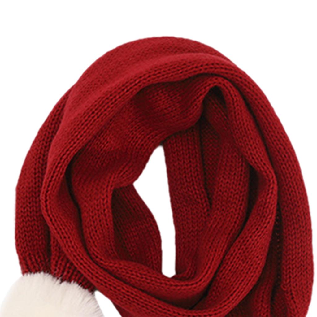 Winter Children Hat with Pom for Boys Girls Red Single Scarf