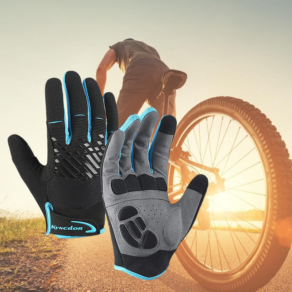 Bicycle Gloves Breathable Bike Sports Riding Equipment Mittens Blue L