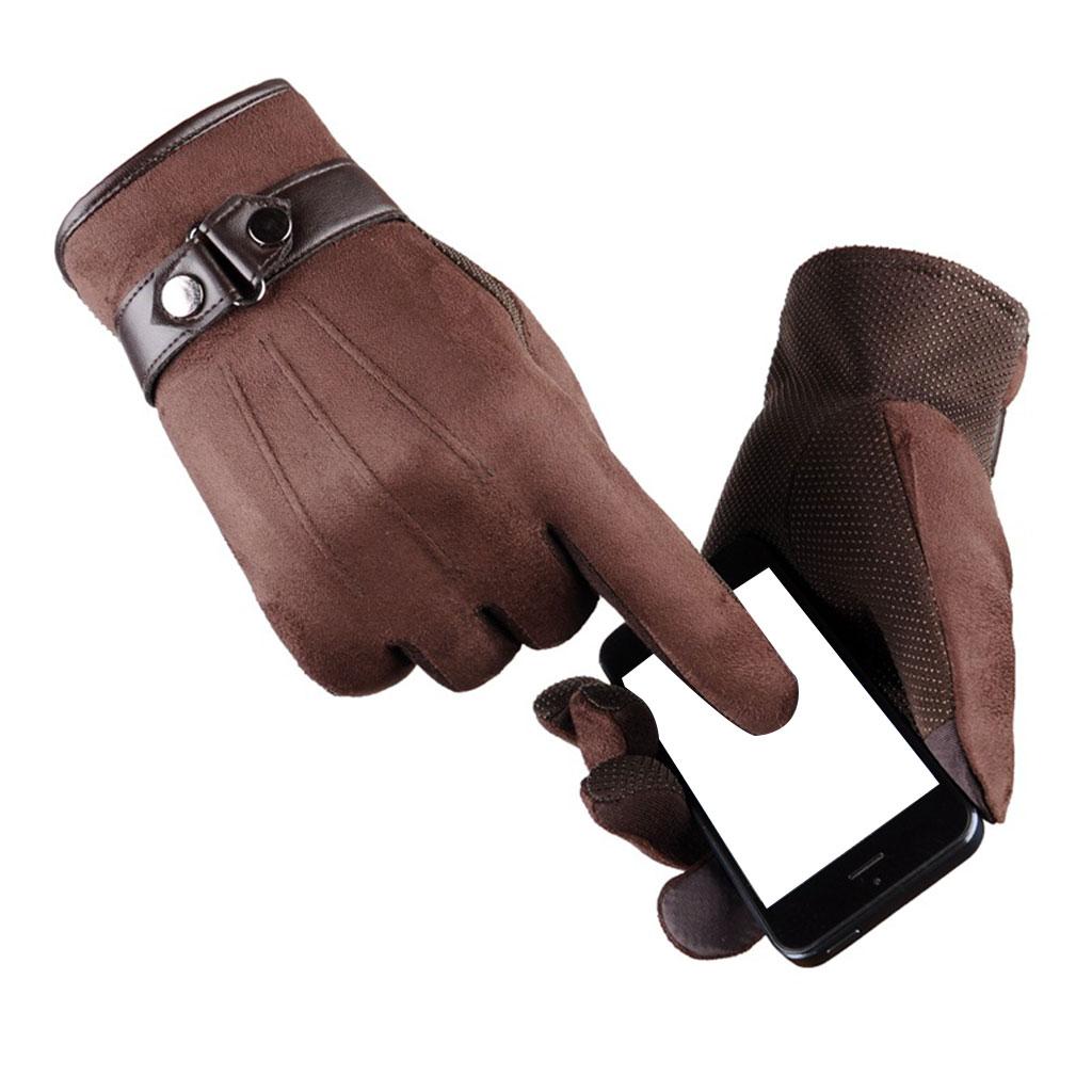 Windproof Waterproof Winter Gloves Cycing All Fingers Touch Screen Gloves Brown
