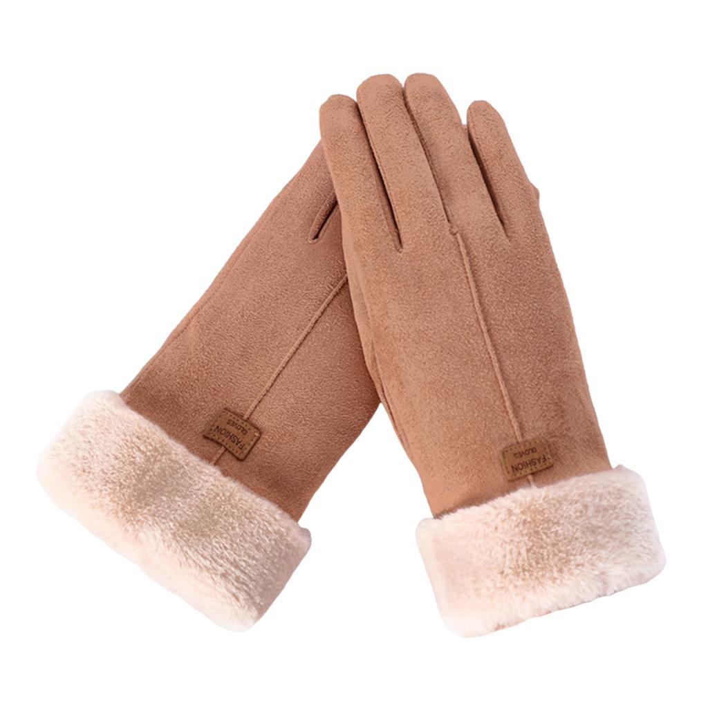 Women Gloves Full Finger Mittens Winter Windproof Gloves for Cycling Hiking Khaki