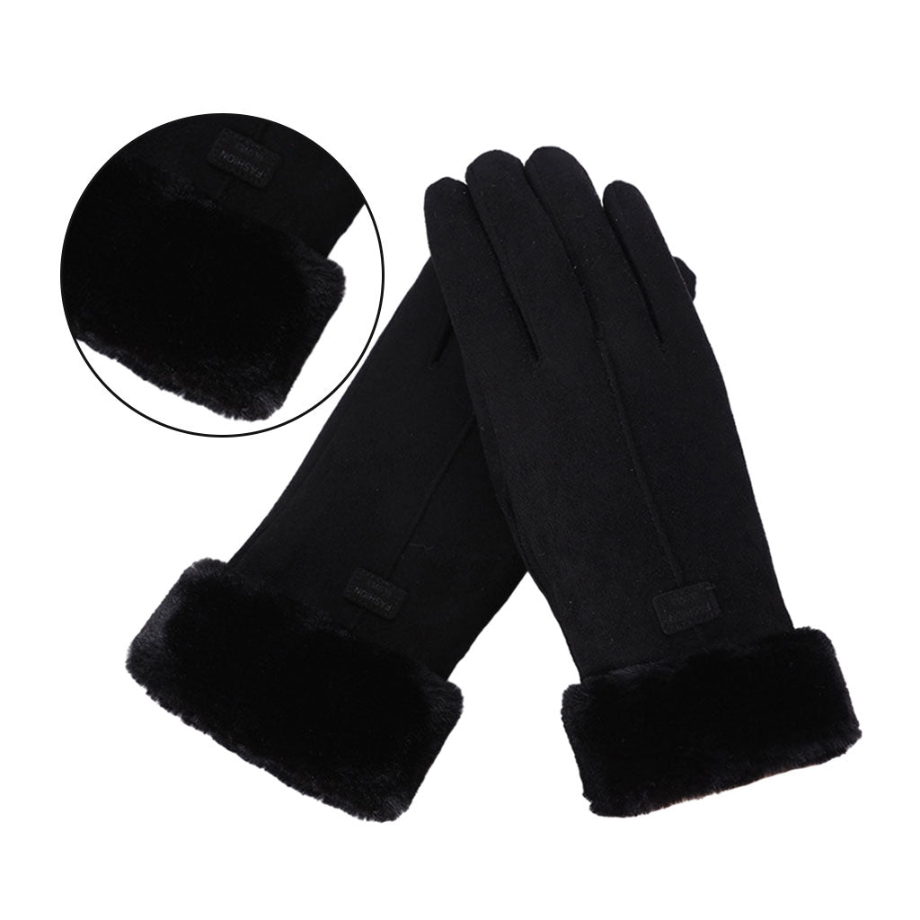 Women Gloves Full Finger Mittens Winter Windproof Gloves for Cycling Hiking Black