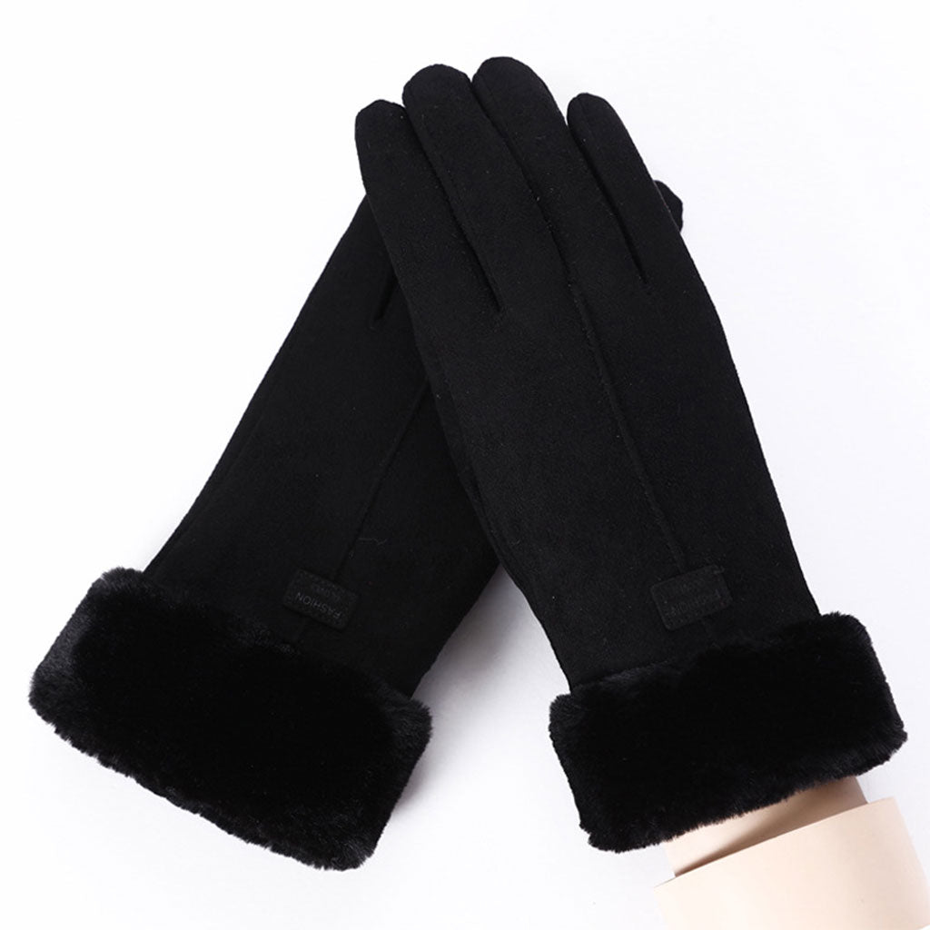 Women Gloves Full Finger Mittens Winter Windproof Gloves for Cycling Hiking Black
