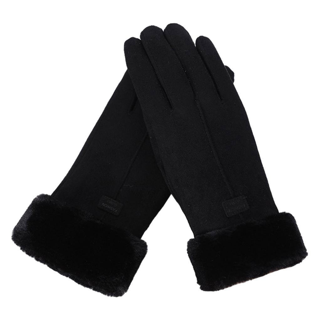 Women Gloves Full Finger Mittens Winter Windproof Gloves for Cycling Hiking Black