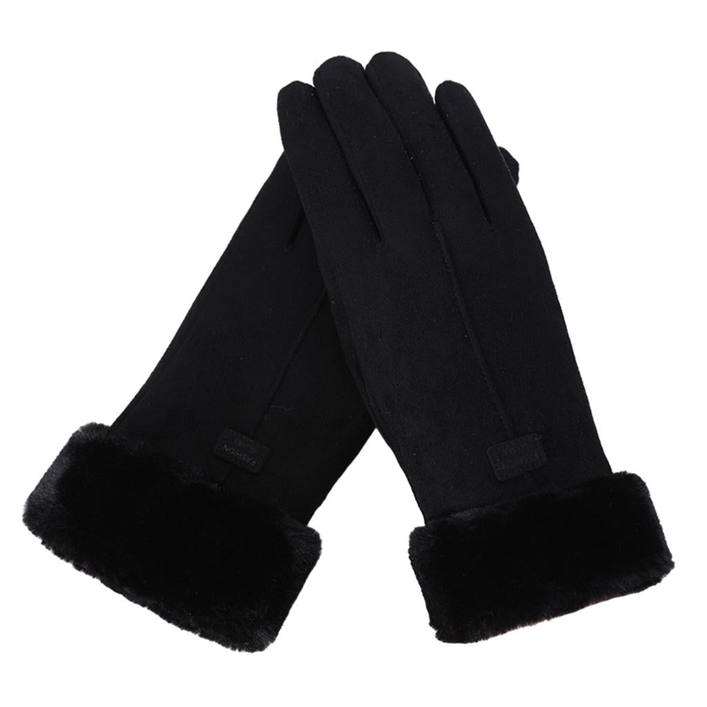 Women Gloves Full Finger Mittens Winter Windproof Gloves for Cycling Hiking Black