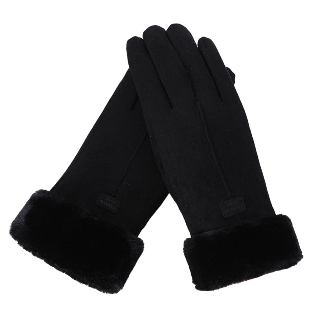 Women Gloves Full Finger Mittens Winter Windproof Gloves for Cycling Hiking Black