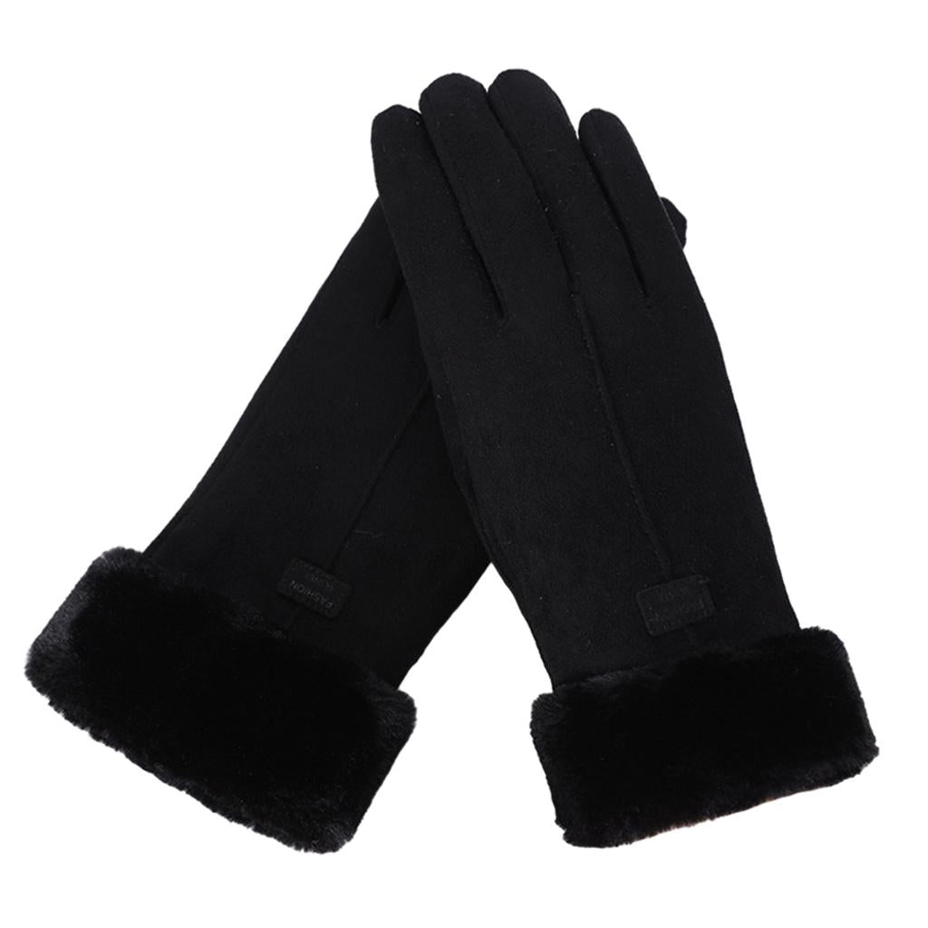 Women Gloves Full Finger Mittens Winter Windproof Gloves for Cycling Hiking Black
