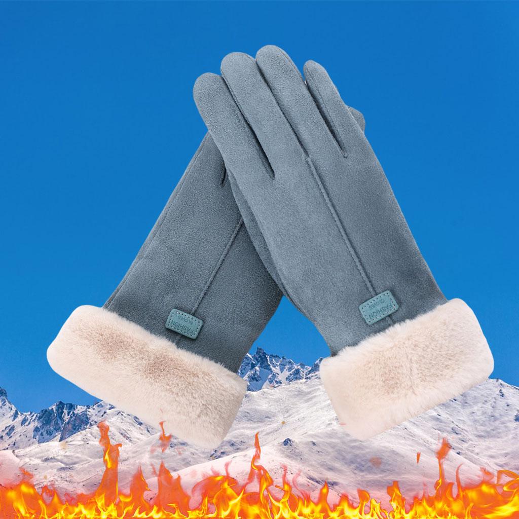 Women Gloves Full Finger Mittens Winter Windproof Gloves for Cycling Hiking Blue
