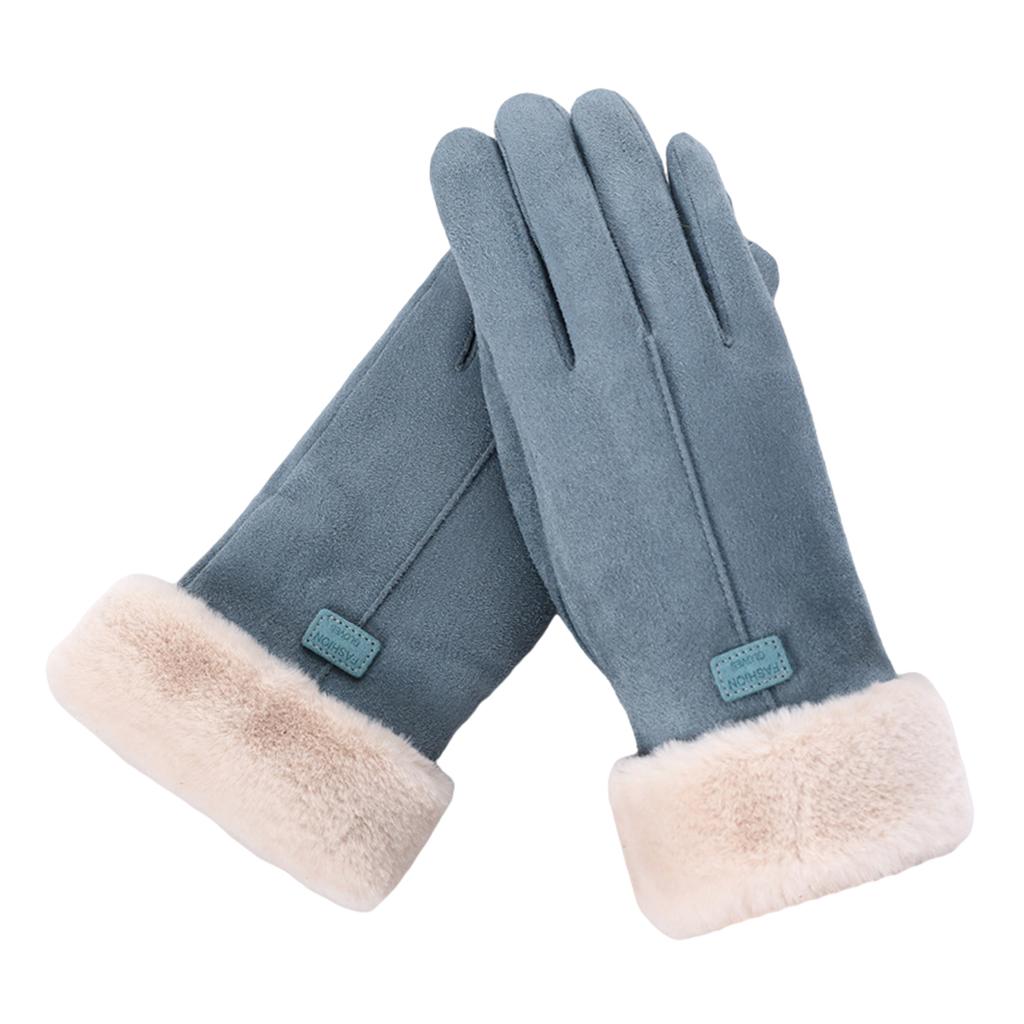 Women Gloves Full Finger Mittens Winter Windproof Gloves for Cycling Hiking Blue