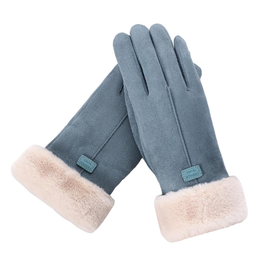 Women Gloves Full Finger Mittens Winter Windproof Gloves for Cycling Hiking Blue