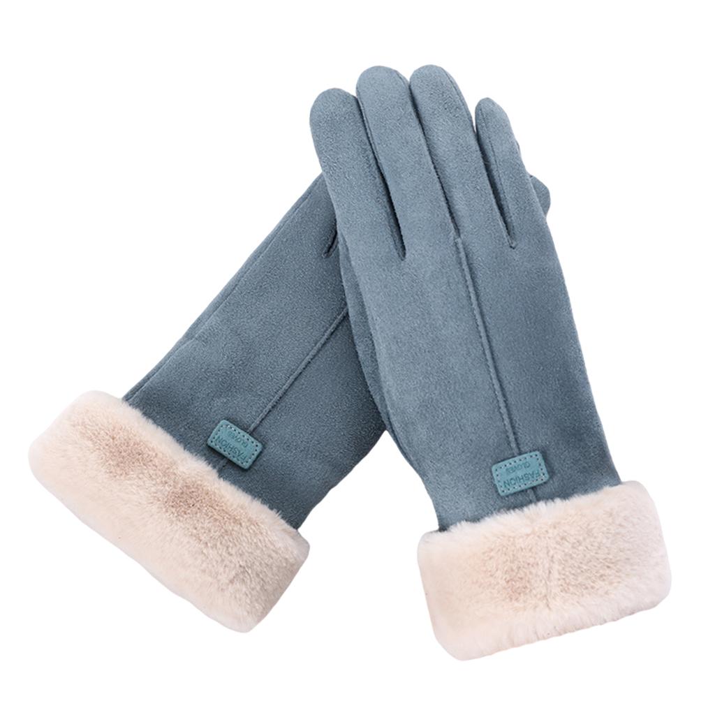 Women Gloves Full Finger Mittens Winter Windproof Gloves for Cycling Hiking Blue