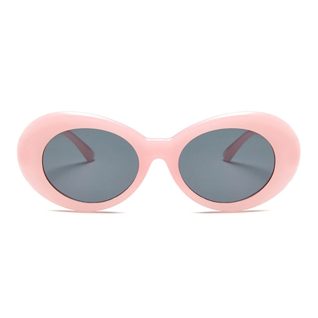 Oval Sunglass Lens Plastic Thick Frame Classic for Gatherings Holiday Travel Pink gray