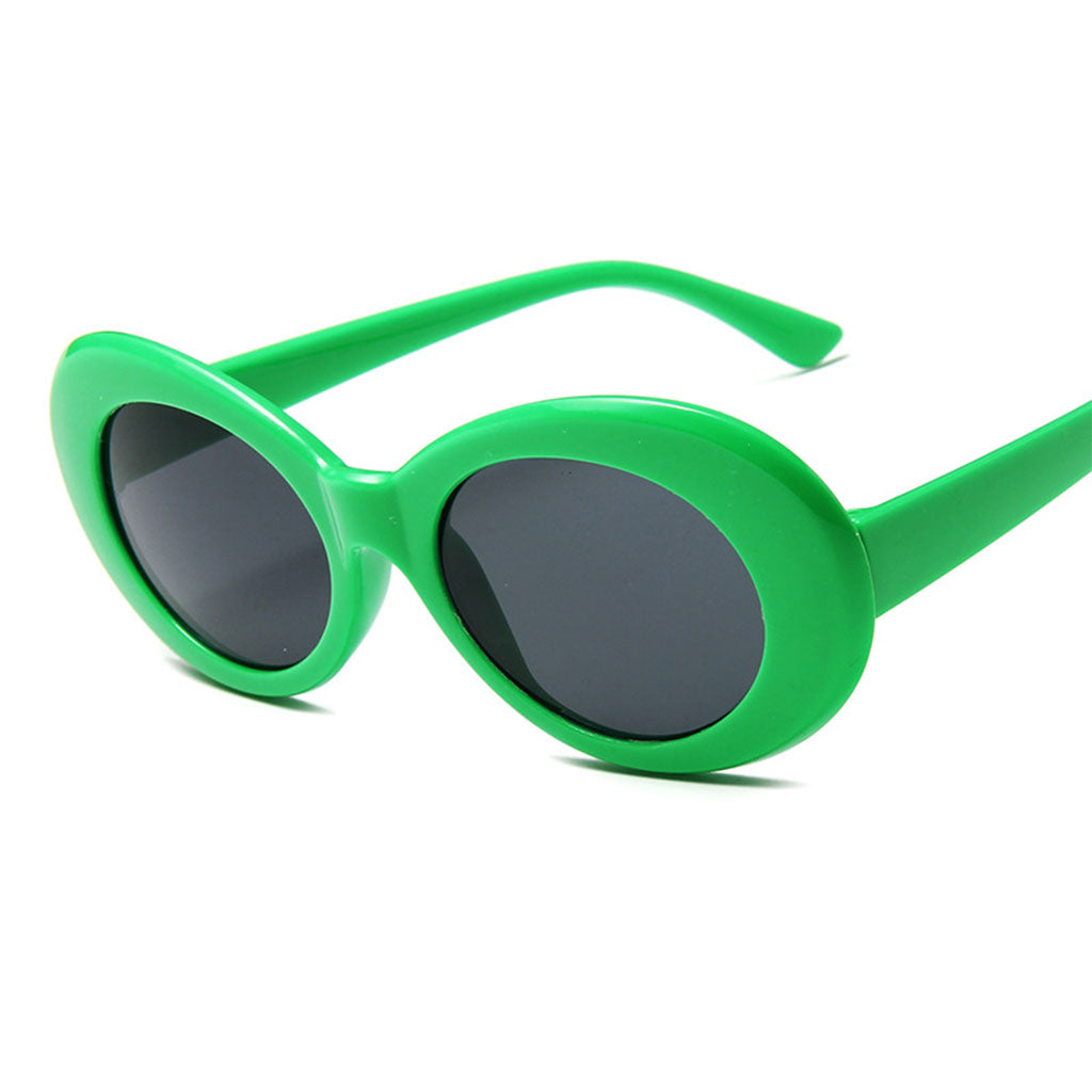 Oval Sunglass Lens Plastic Thick Frame Classic for Gatherings Holiday Travel Emerald framed gray