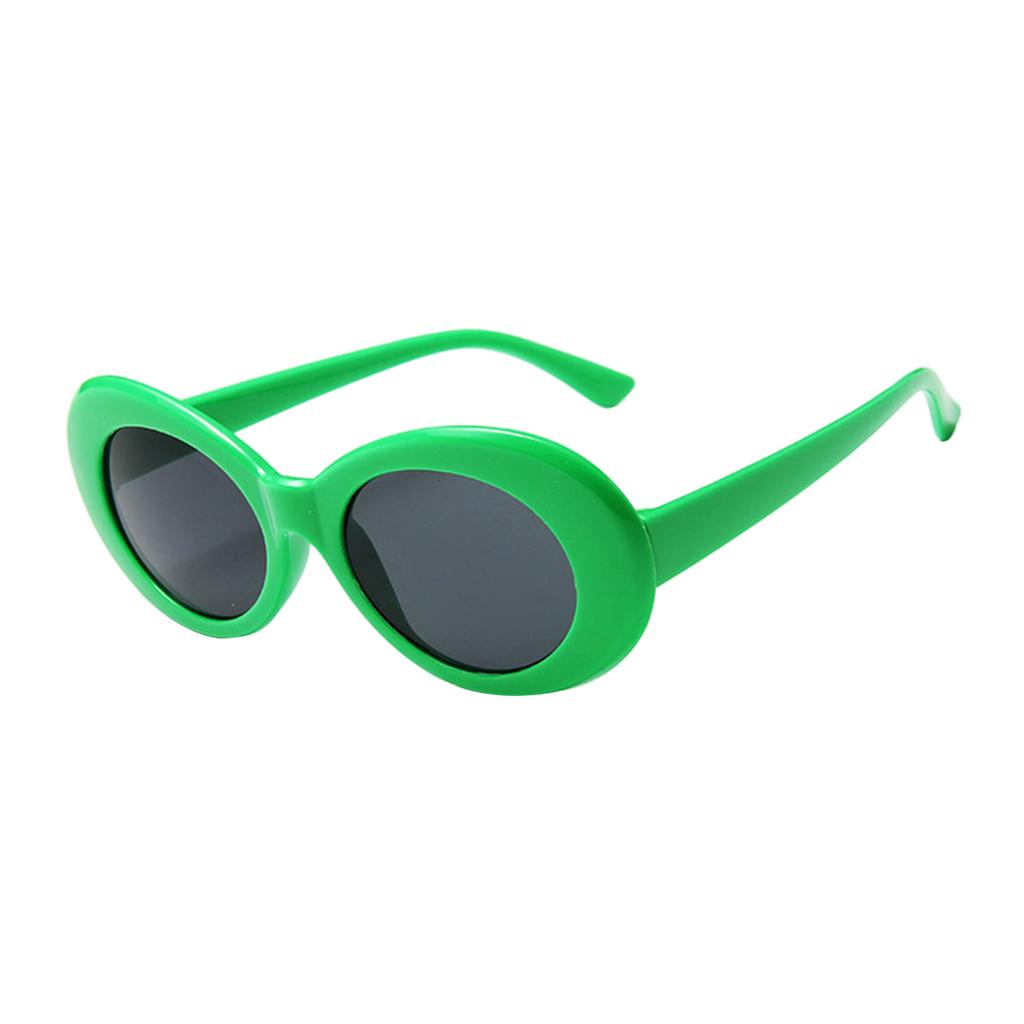 Oval Sunglass Lens Plastic Thick Frame Classic for Gatherings Holiday Travel Emerald framed gray