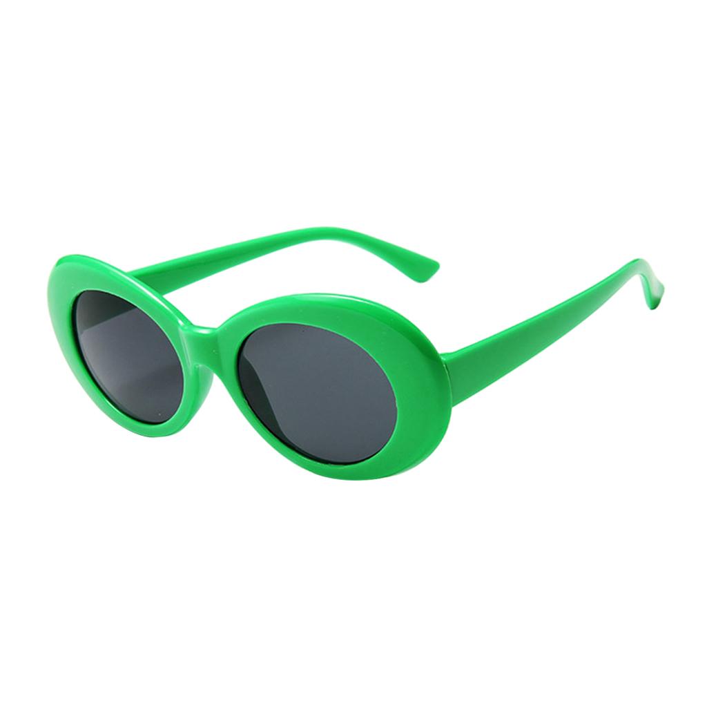 Oval Sunglass Lens Plastic Thick Frame Classic for Gatherings Holiday Travel Emerald framed gray