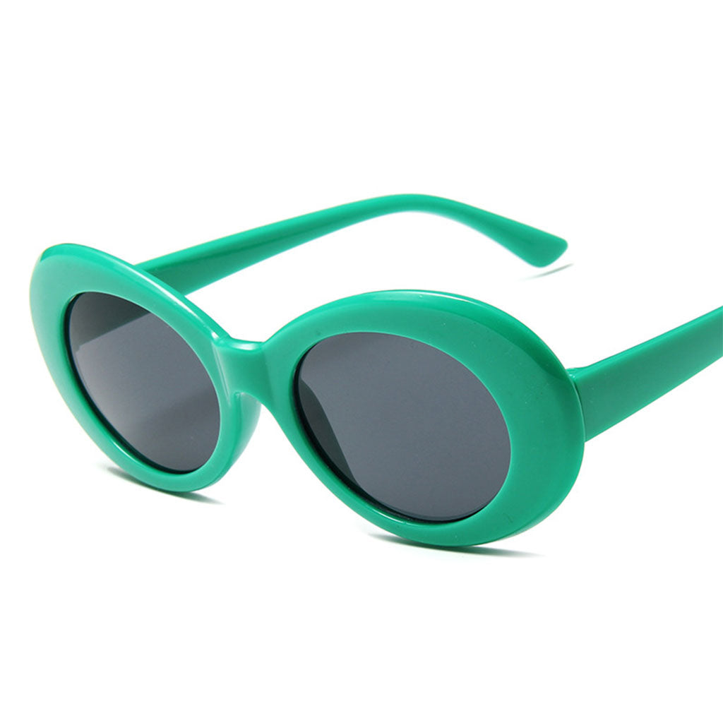 Oval Sunglass Lens Plastic Thick Frame Classic for Gatherings Holiday Travel Lake green gray