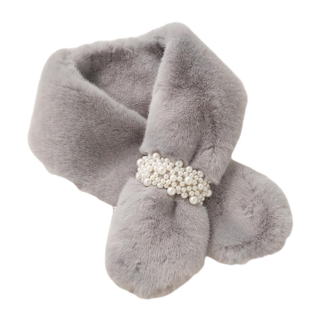 Scarves Furry Solid Warm Fleece Faux Fur Soft Cozy for Coat Dress Light Grey