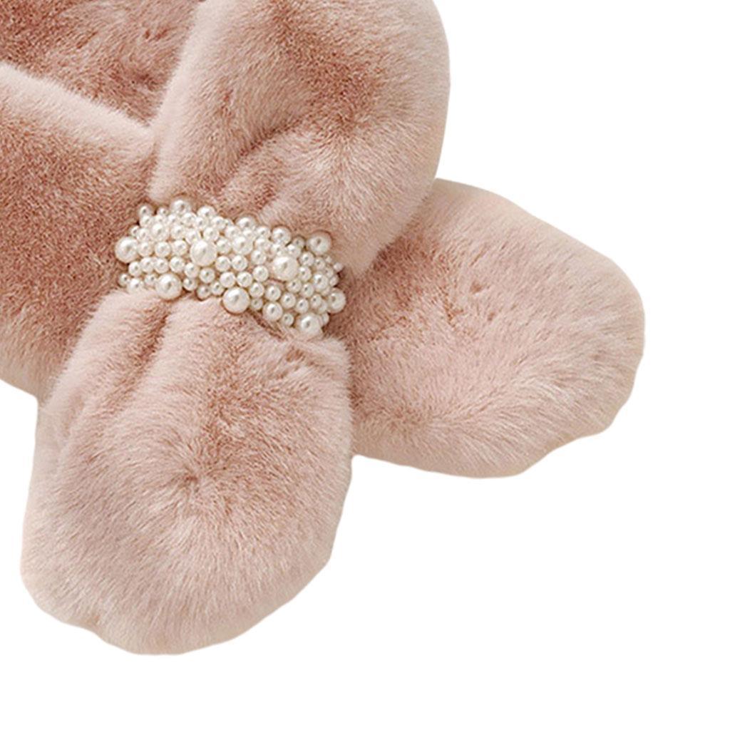 Scarves Furry Solid Warm Fleece Faux Fur Soft Cozy for Coat Dress Pink