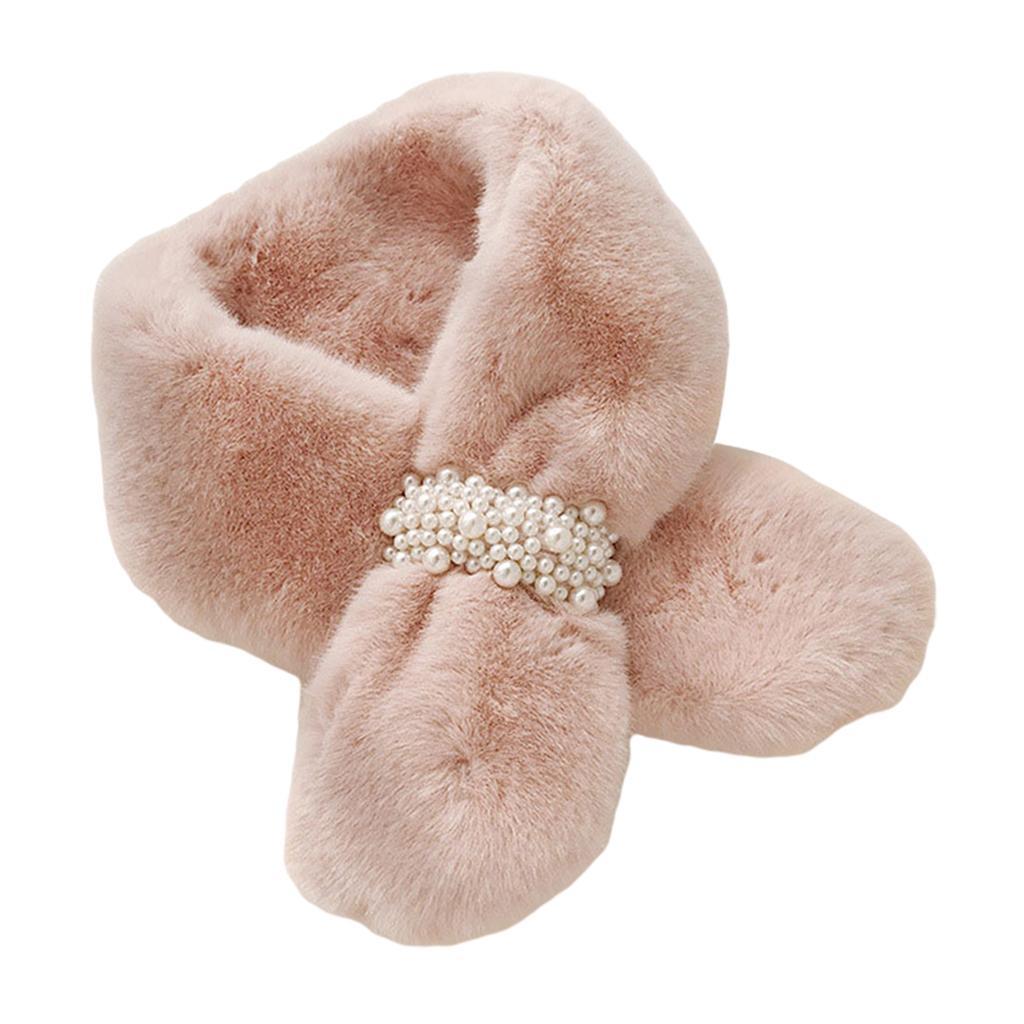 Scarves Furry Solid Warm Fleece Faux Fur Soft Cozy for Coat Dress Pink