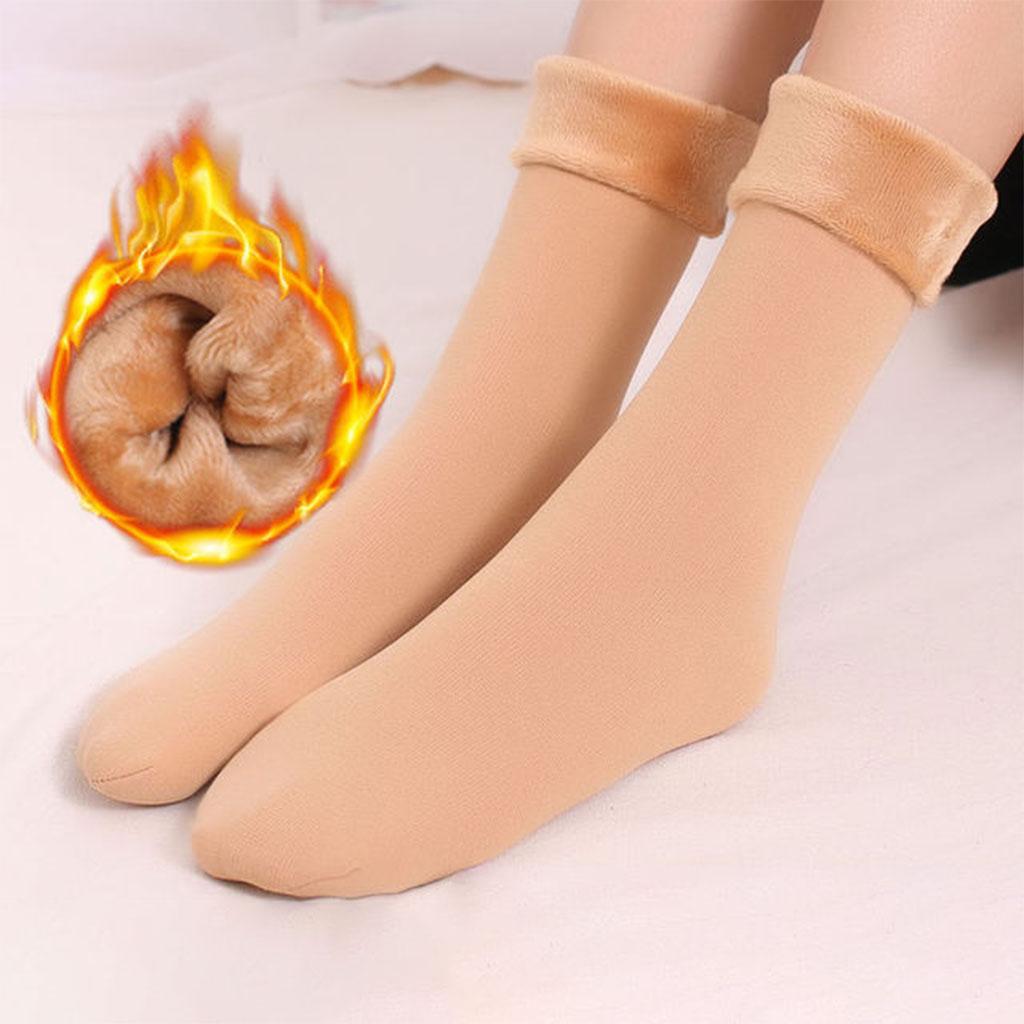 Seamless Ski Thermal Socks Winter Calcetines Short for Women Men Skin Color